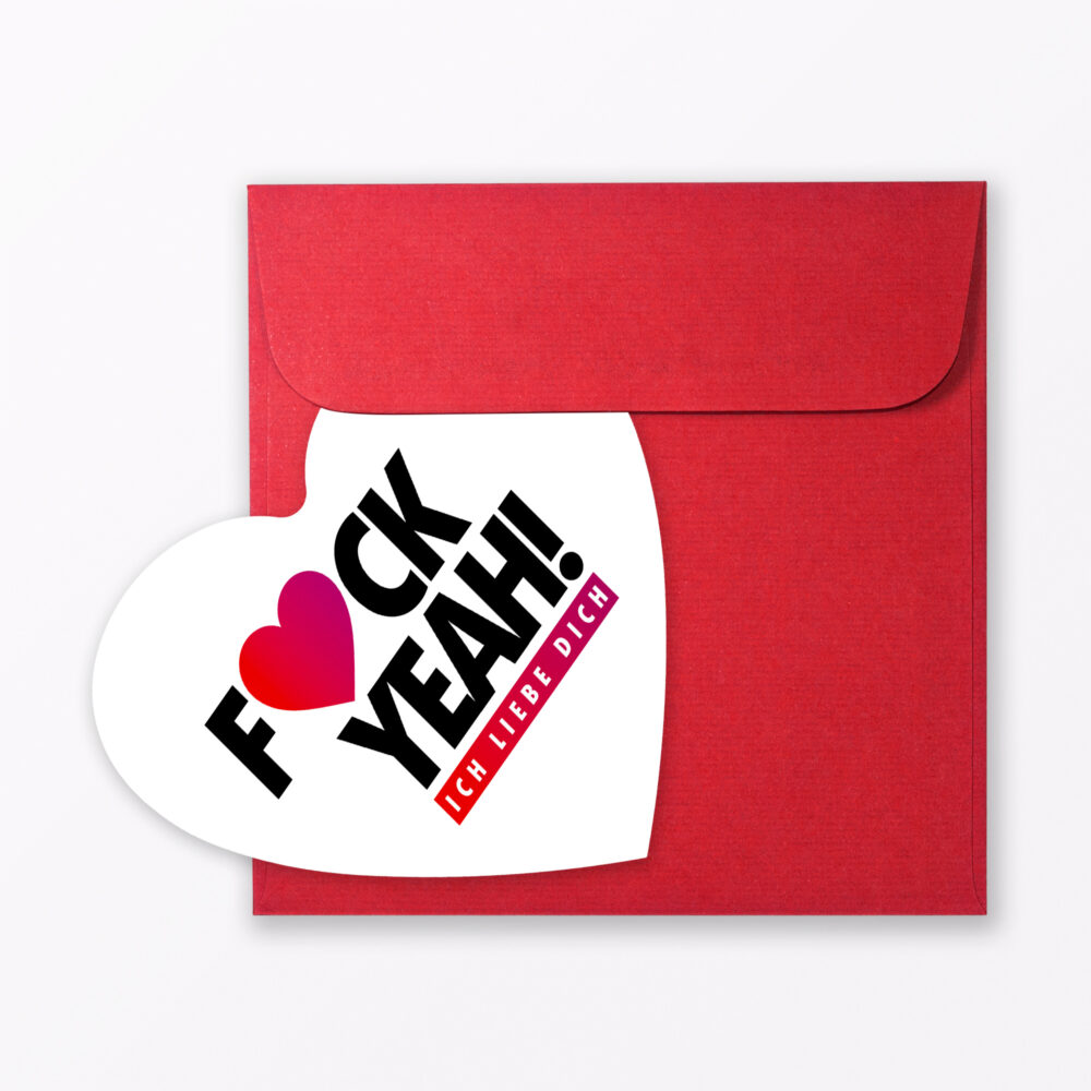 Postkarte Quot Fuck Yeah Ich Liebe Dich Quot In Herzform Inkl Umschlag Amp Kondom