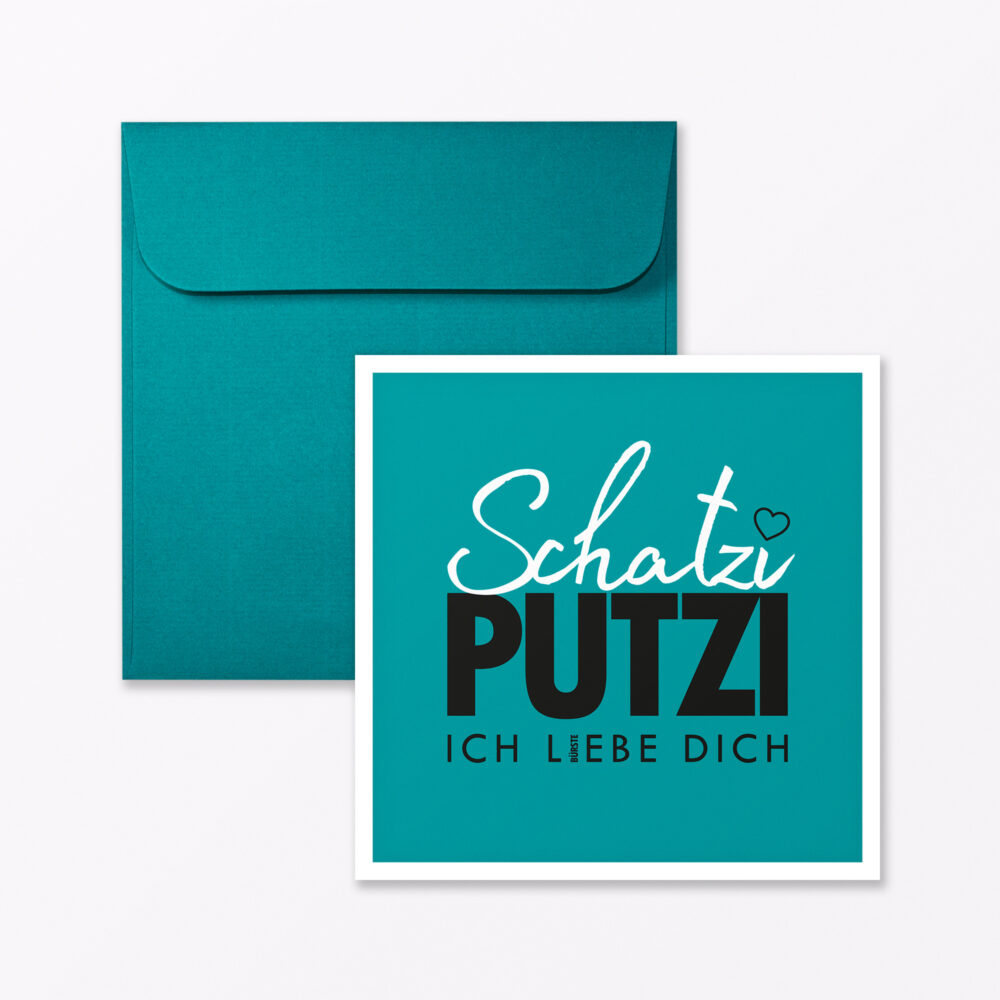 Postkarte Quot Schatziputzi Quot T Rkis Quadratisch Inkl Umschlag