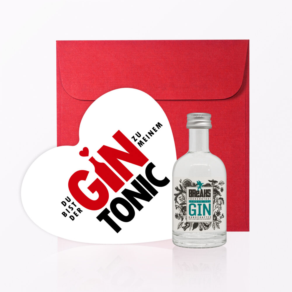 Set Quot Gin Tonic Quot Postkarte In Herzform Inkl Umschlag Little Breaks Gin